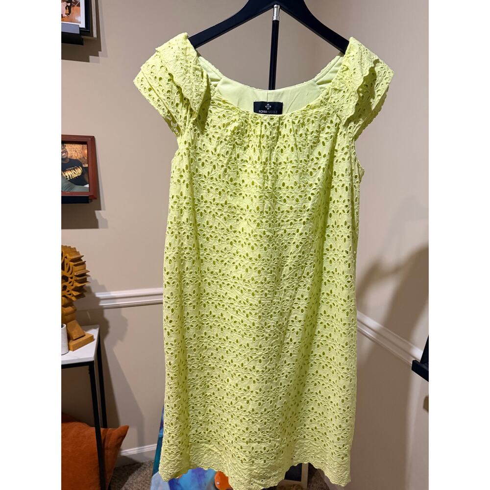Ronnie Nicole 100% Cotton eyelette dress cap sleeve 12 yellow